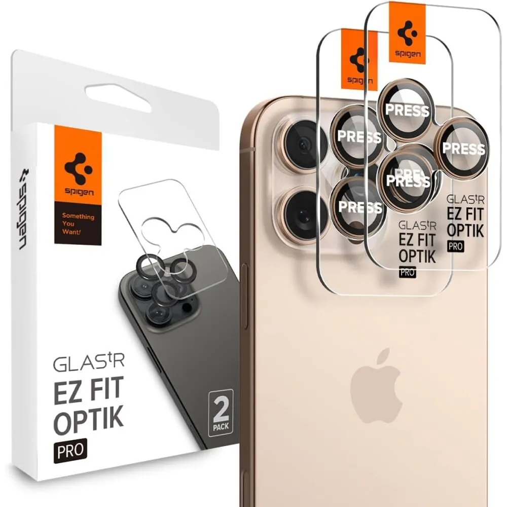 Szkło ochronne Spigen Glas.tR Ez Fit Optik Pro 2-Pack do iPhone 16 Pro Max / 16 Pro / 15 Pro Max / 15 Pro / 14 Pro Max / 14 Pro