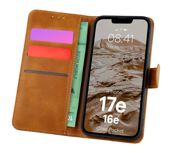 Bizon Case Pocket do iPhone 17e / 16e Brązowy