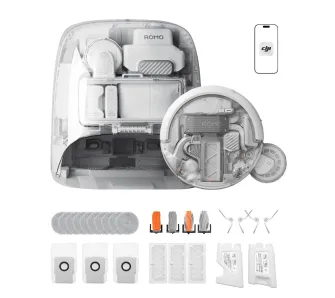 Robot sprzątający DJI Romo P2 Clean More Combo Funkcja mopowania Stacja oczyszczająca Tworzenie mapy pomieszczenia Funkcje AI Biały