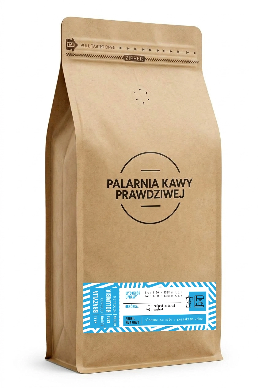 Kawa ziarnista Palarnia Kawy Prawdziwej Brazylia Cerrado & Kolumbia Medellin 1kg