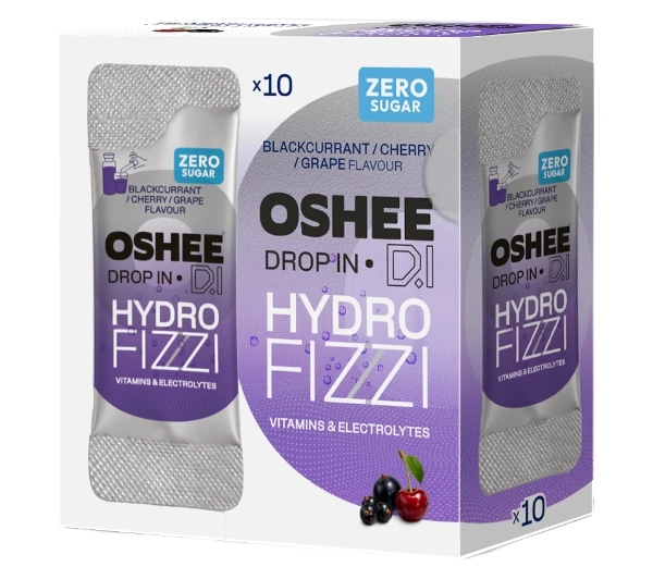 OSHEE Drop in HydroFizzi Czarna porzeczka-Wiśnia-Winogrono Zero Cukru 10szt.