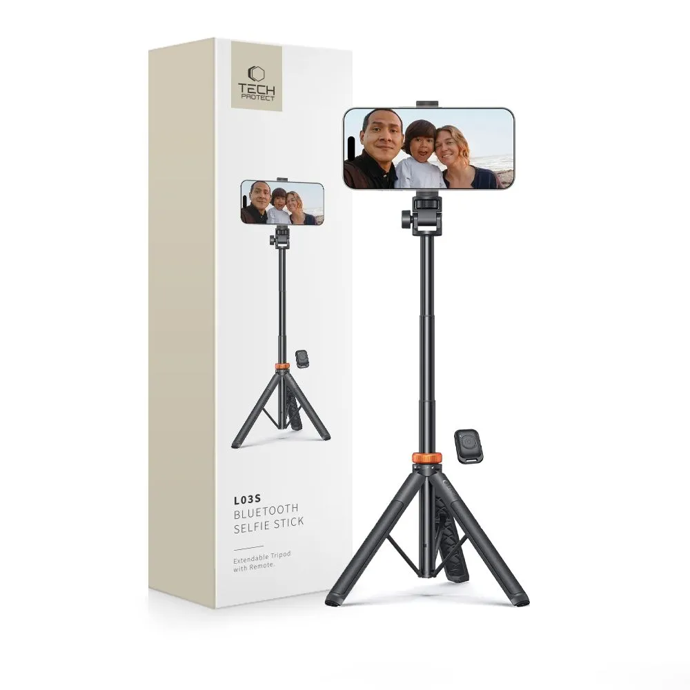 Selfie stick Tech-Protect L03S Tripod Bluetooth Rozkładany 148cm Czarny