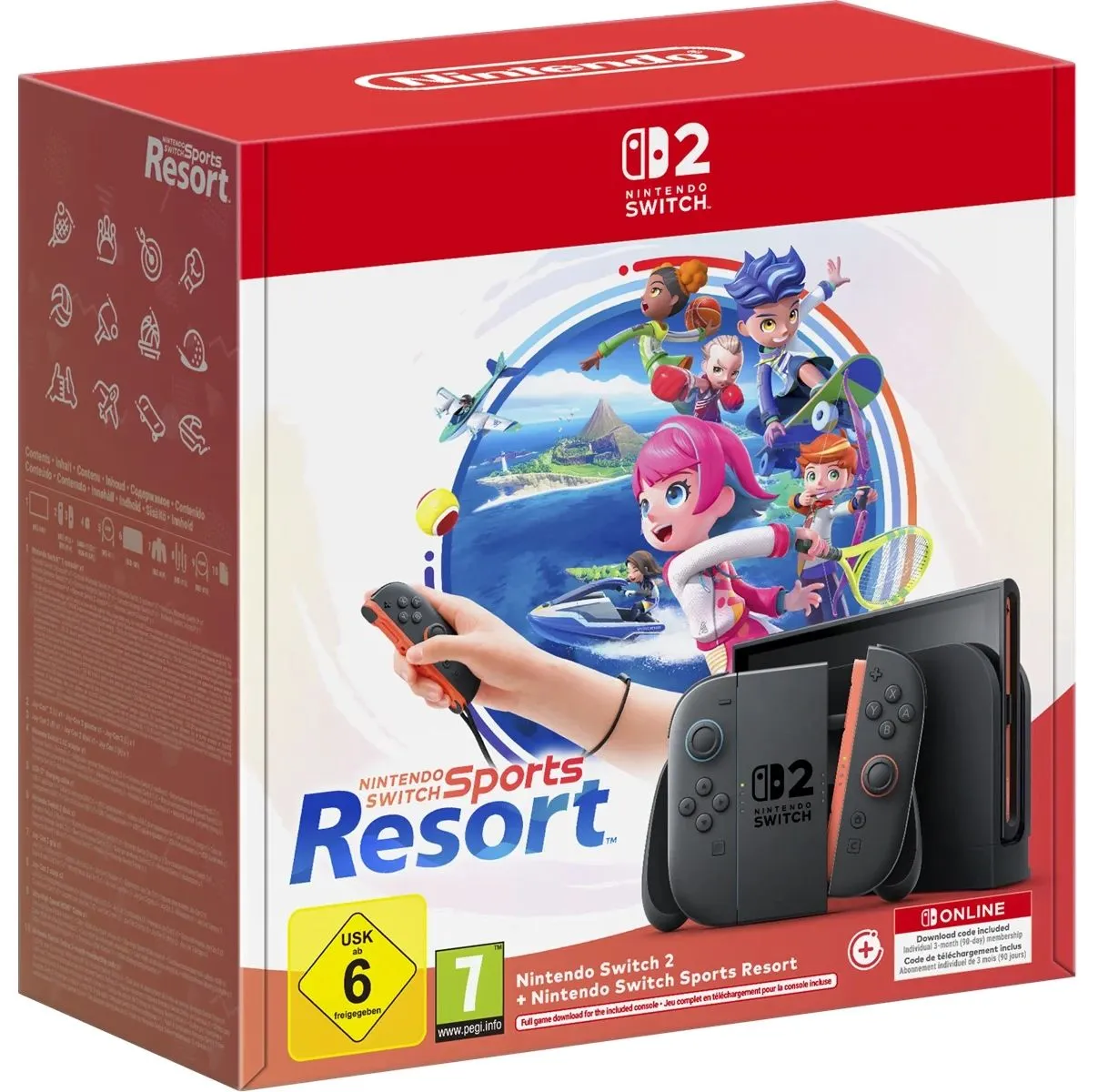 Konsola Nintendo Switch 2 Joy-Con Czarny + Switch Sports Resort + Switch Online 3 m-ce