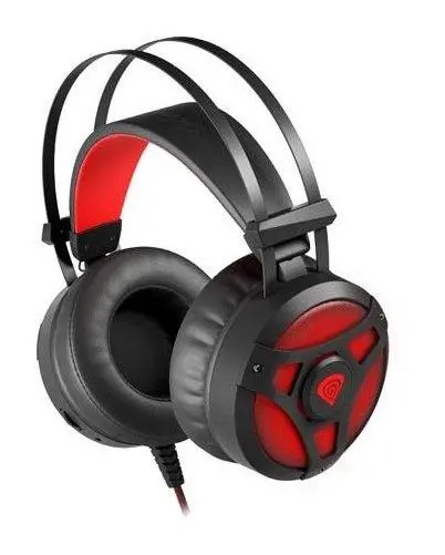 Słuchawki przewodowe z mikrofonem Genesis Neon 360 Nauszne Czarno-czerwony