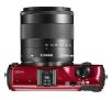 Canon EOS M + 18-55 mm f/3,5-5,6 IS STM (czerwony) + lampa