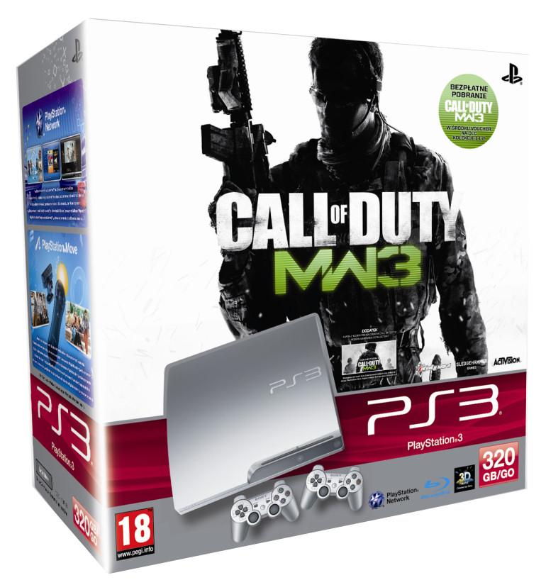 Sony PlayStation 3 320GB (srebrny) + 2 pady + gra