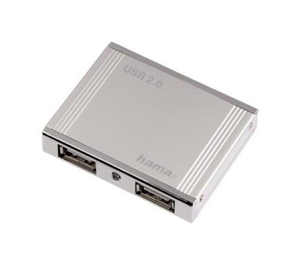 Hama 00078498 hub 1-4 USB 2.0 (srebrny)