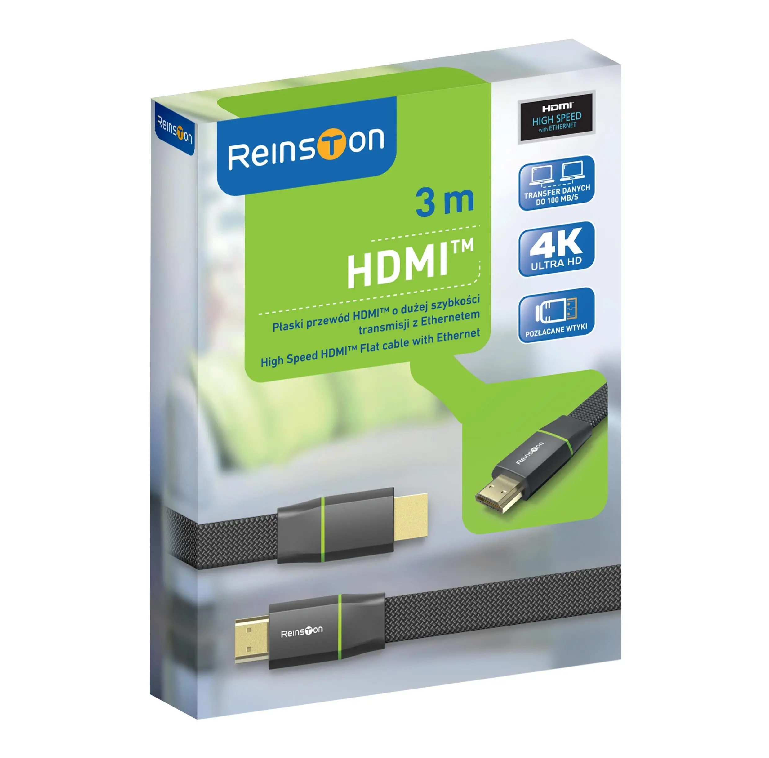 Kabel HDMI Reinston EK026 3m Srebrny