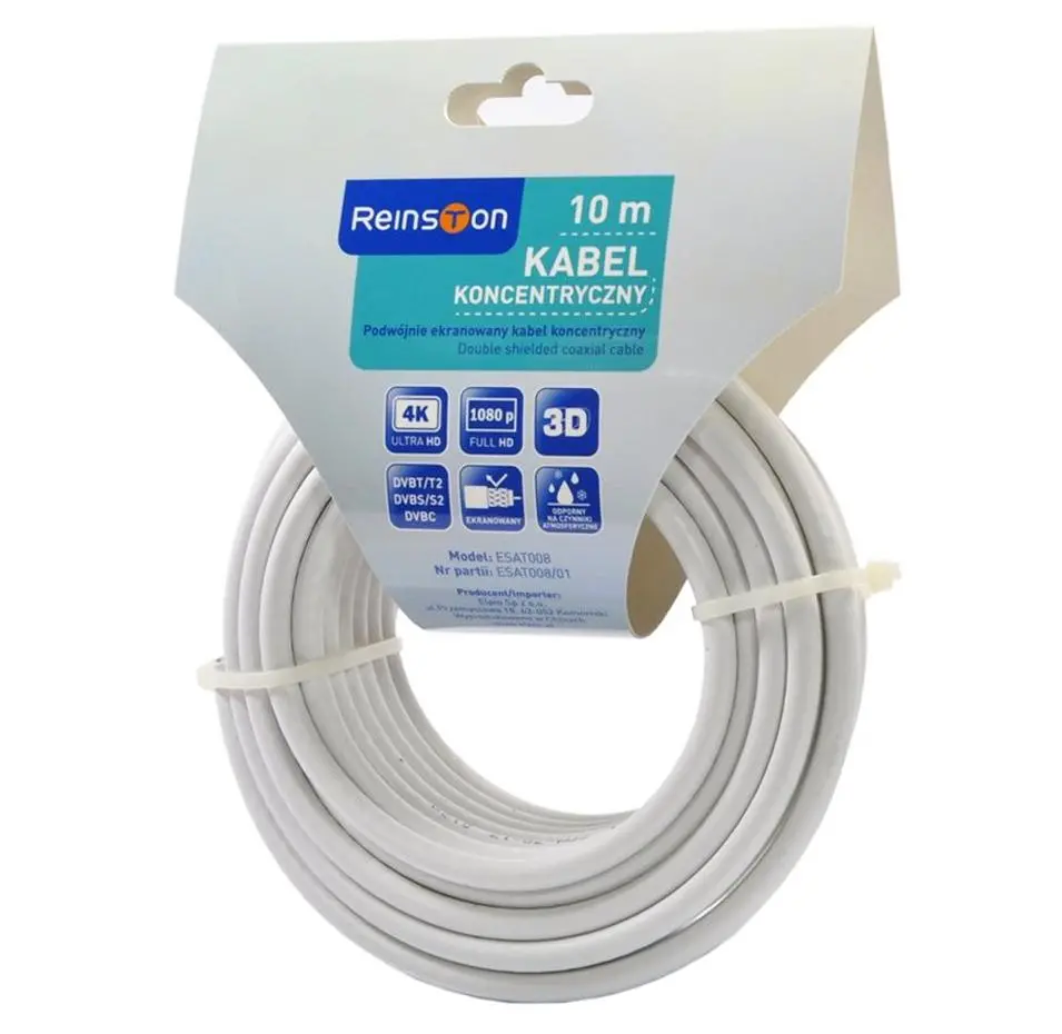 Kabel koncentryczny Reinston ESAT008 10m Biały