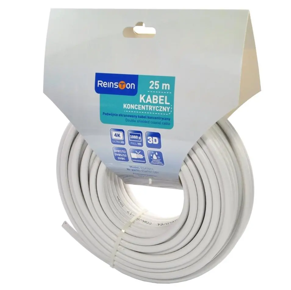 Kabel koncentryczny Reinston ESAT011 25m Biały