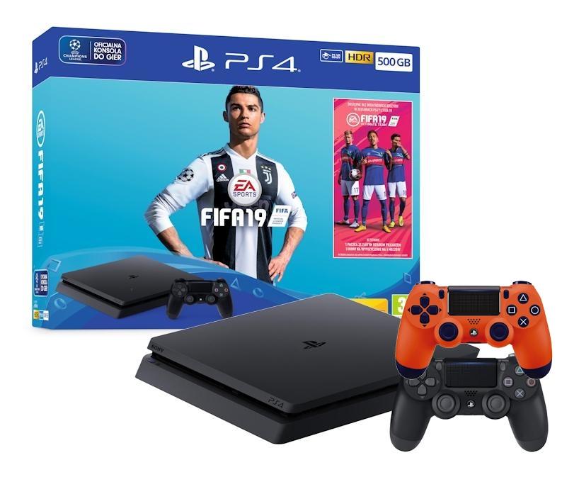 Konsola Sony PlayStation 4 Slim 500GB + FIFA 19 + 2 pady