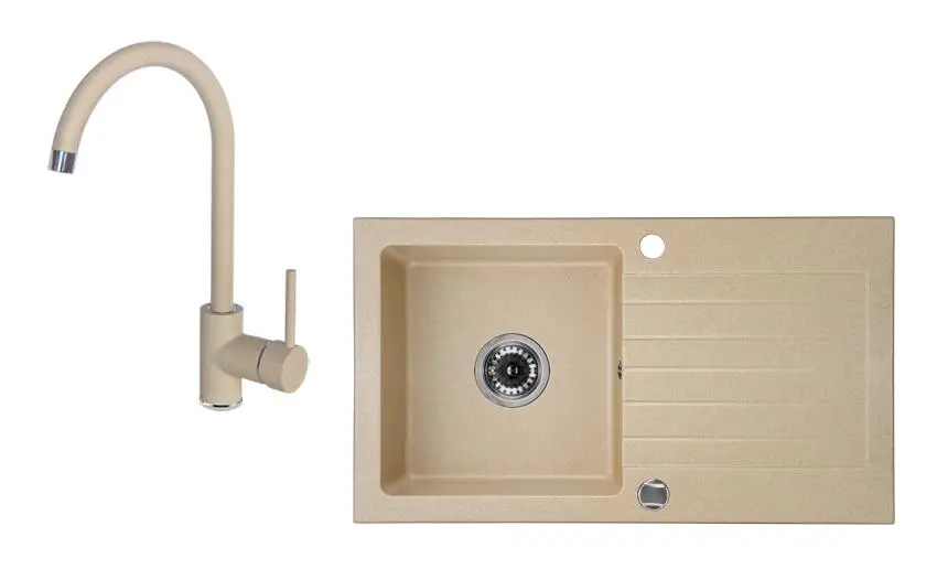 Zlewozmywak Deante Zorba ZQZV7113 Piaskowy + bateria stojąca Piaskowy