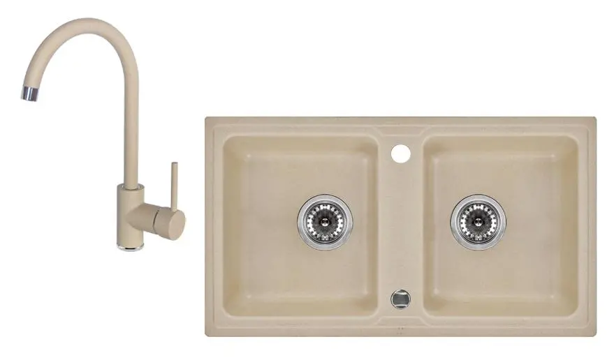 Zlewozmywak Deante Zorba ZQZA7203 Piaskowy + bateria stojąca Piaskowy