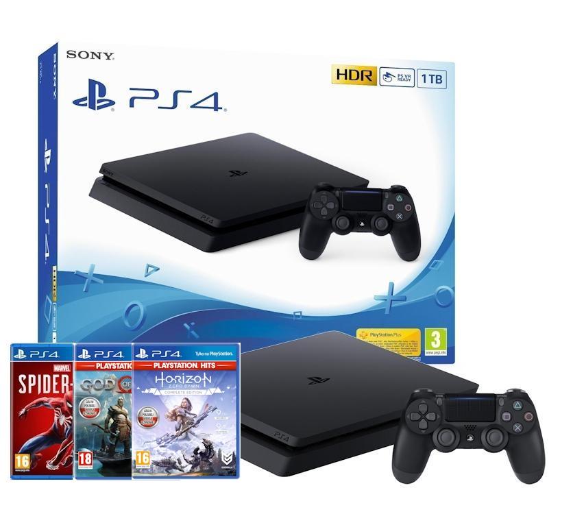 Konsola Sony PlayStation 4 Slim 1TB + Marvel’s Spider-Man + Horizon Zero Dawn + God of War