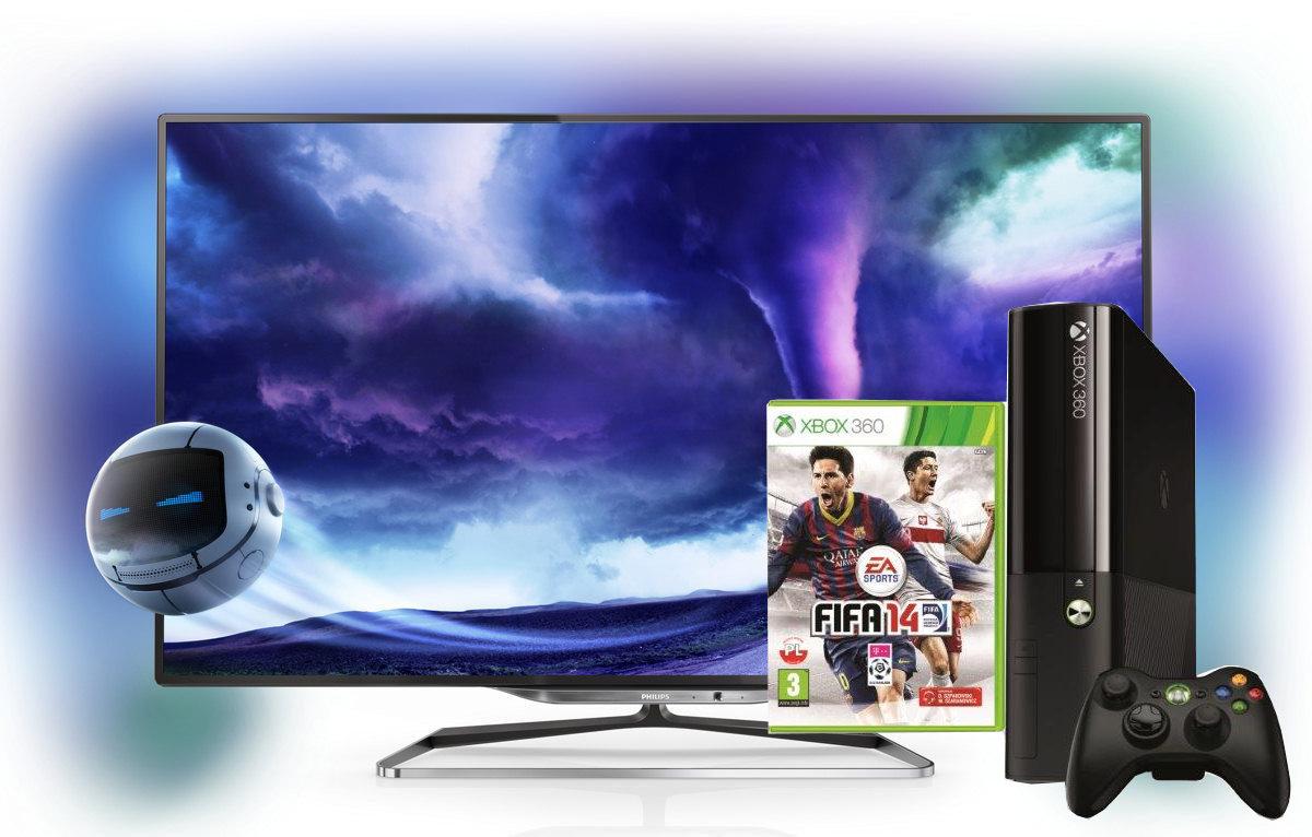 Telewizor Philips 55PFL8008S + konsola Xbox 360 250GB + FIFA 14