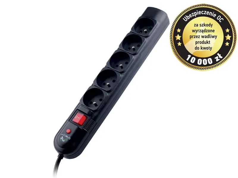 Listwa Tracer TRALIS30406 PowerGuard 5 gniazd 1,8m Czarny