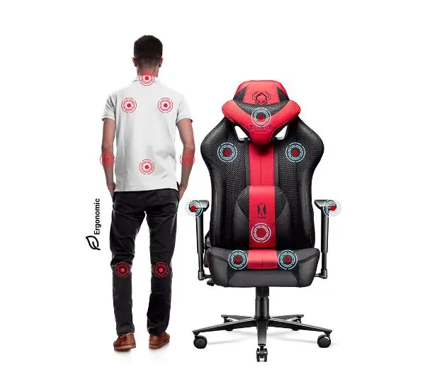 Diablo Chairs X-Player 2.0 King Size Gamingowy do 160kg Skóra ECO Tkanina Karmazynowo-antracytowy - Kup na Raty - RRSO 0%