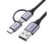 Kabel UGREEN USB 2w1 Type-C Micro USB QC 3,0 1m Czarno-szary