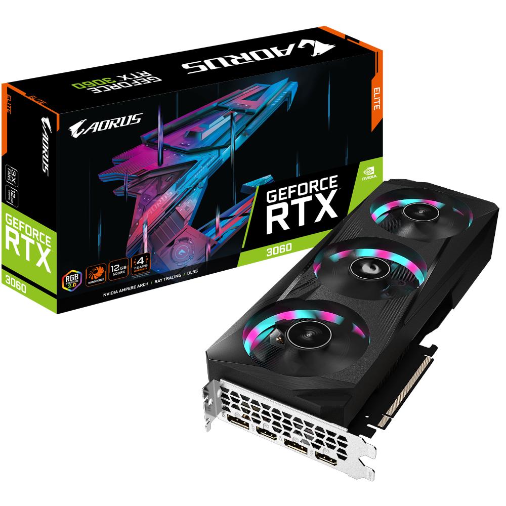 Karta graficzna Gigabyte AORUS GeForce RTX 3060 ELITE 12GB GDDR6 192bit DLSS