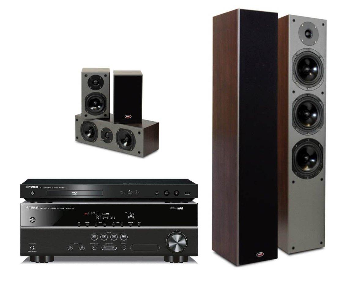 Zestaw kina Yamaha BD-S477, HTR-2067 (czarny), Prism Audio Falcon HT500 (orzech)