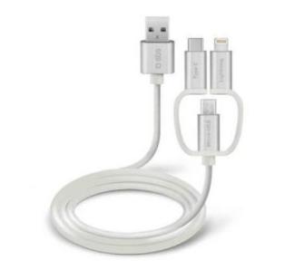 Kabel SBS USB do micro-USB Lightning USB-C 1m Biały