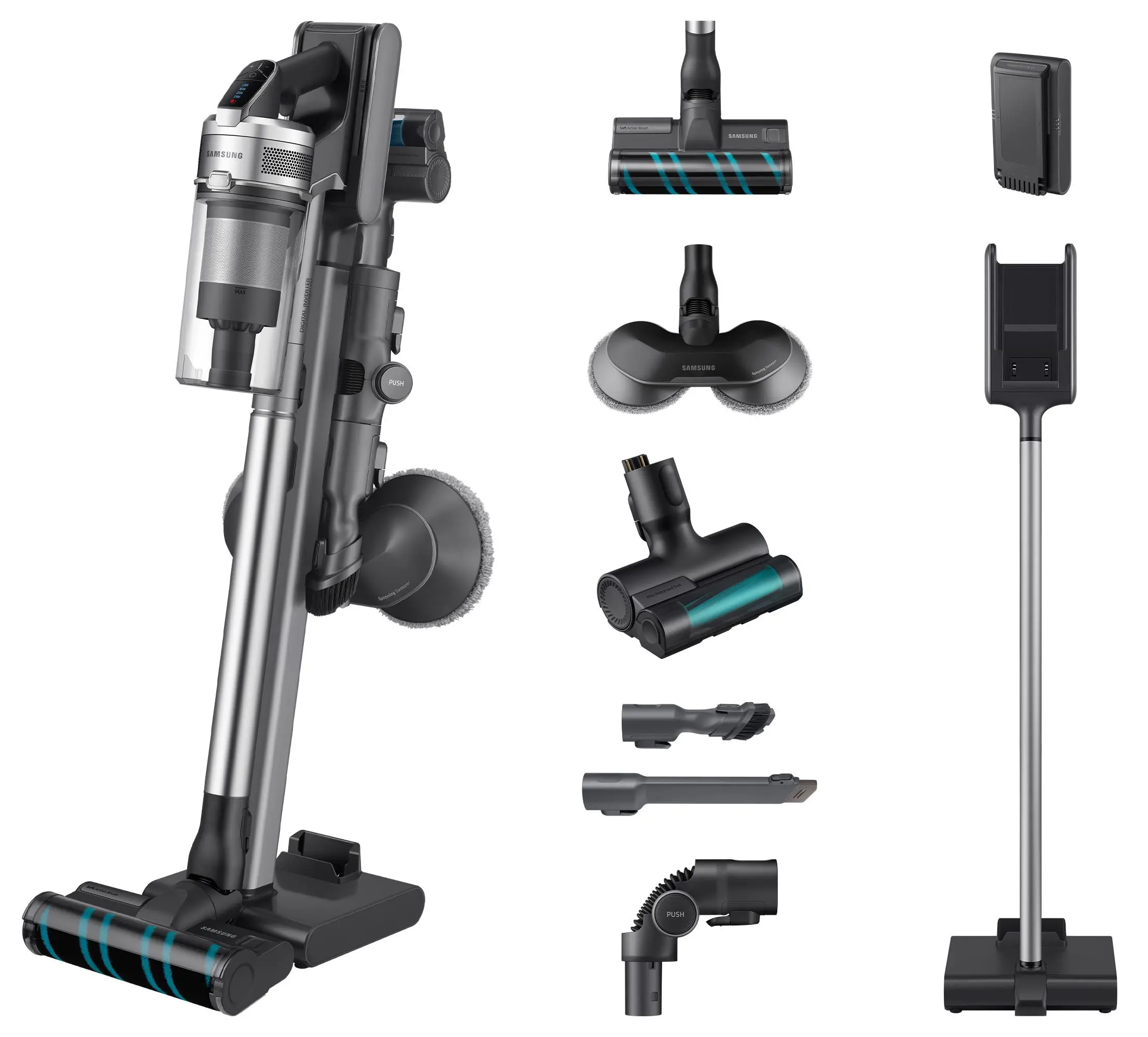 Odkurzacz bezprzewodowy Samsung Jet 90 premium VS20R9048T3/GE 60min Funkcja mycia Wymienny akumulator Mini elektroszczotka