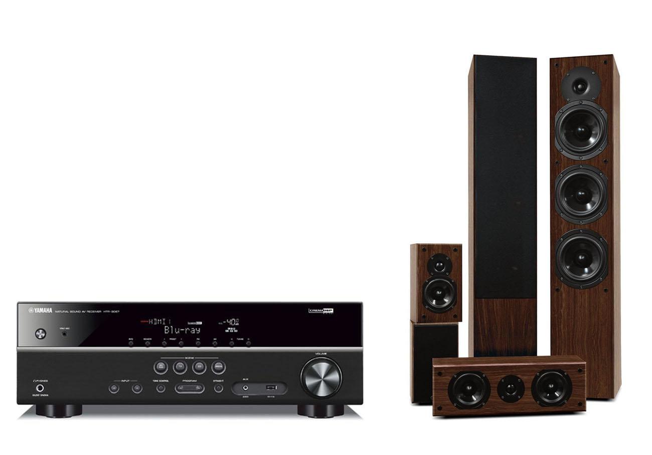 Zestaw kina Yamaha HTR-3067 (czarny), Prism Audio Onyx 200 (orzech)
