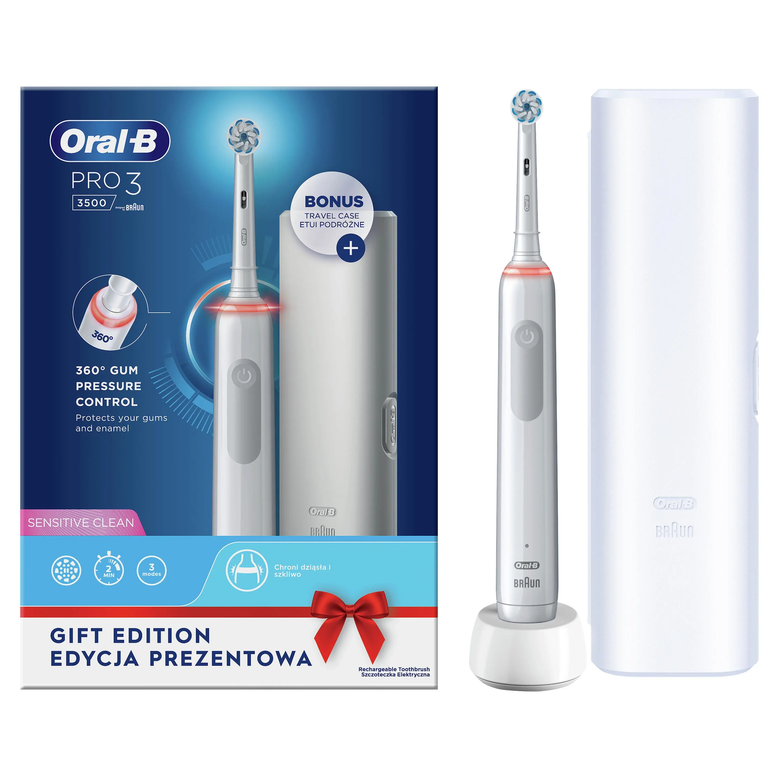 Szczoteczka rotacyjna Oral-B Pro3 3500 WH Sens + etui