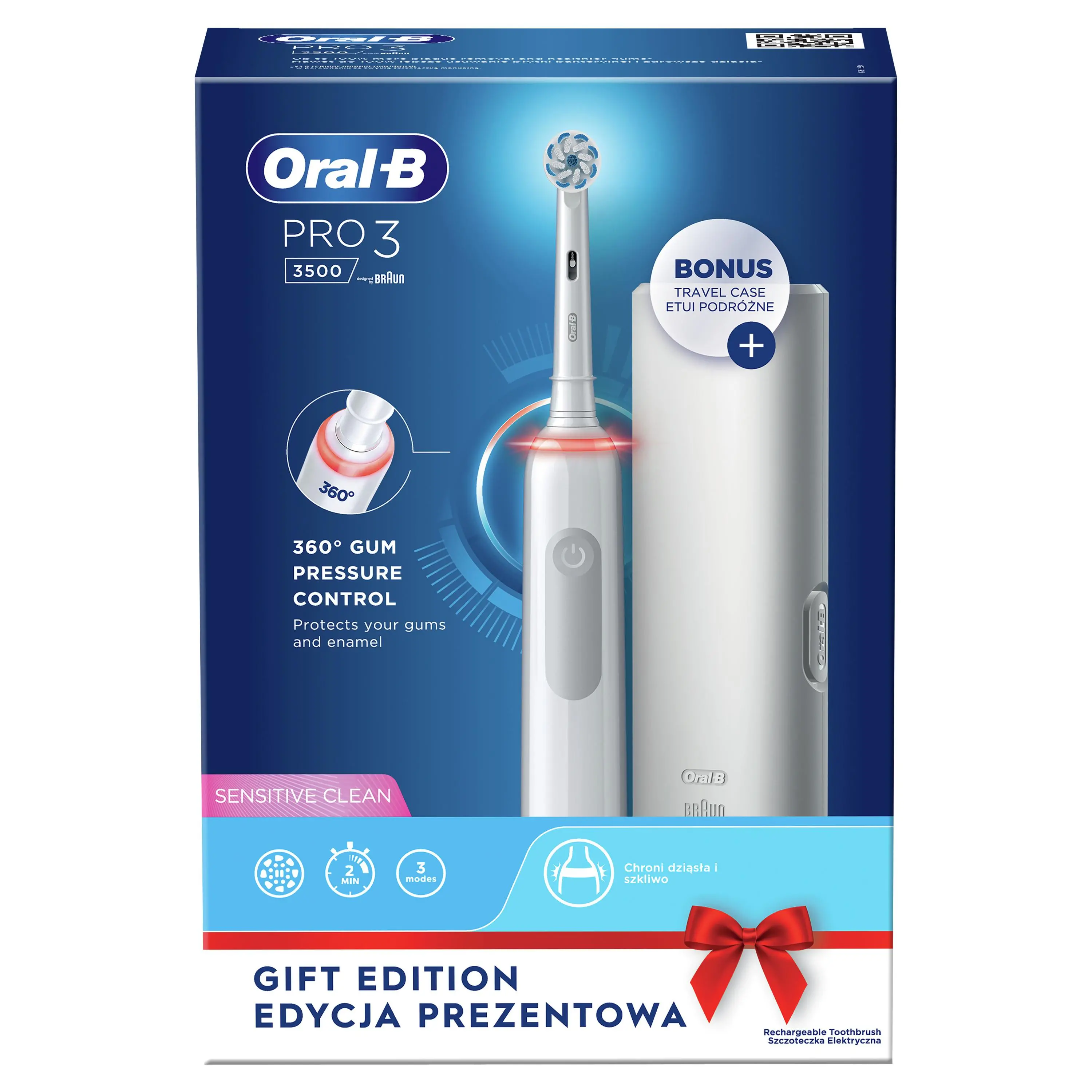 Szczoteczka rotacyjna Oral-B Pro3 3500 WH Sens + etui