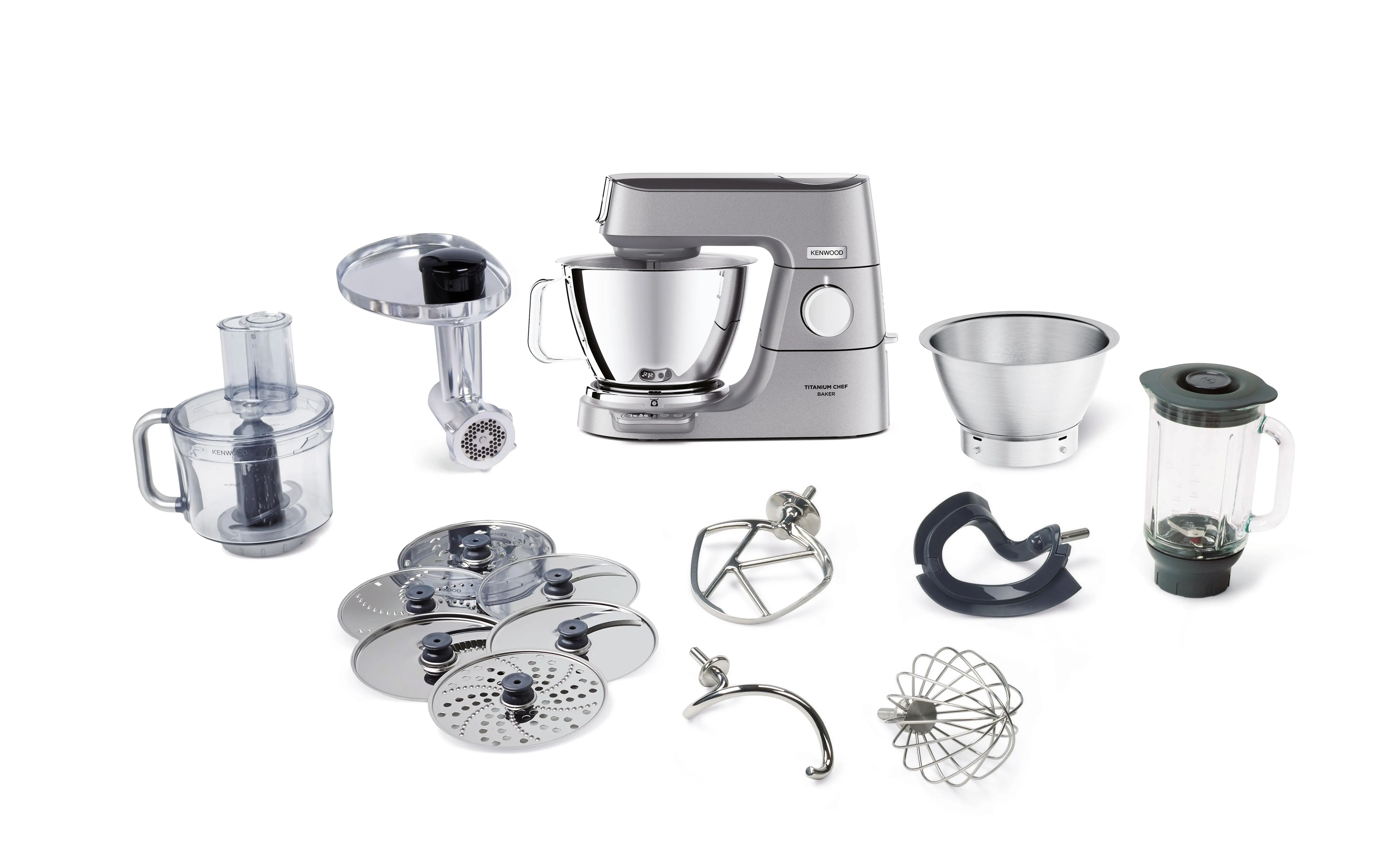 Robot planetarny Kenwood Titanium Chef Baker KVC85.594SI 1200W Maszynka do mielenia Rozdrabniacz Blender kielichowy