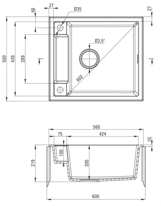 Zlewozmywak Deante Magnetic ZRM S103 Granitowy Szary metalik