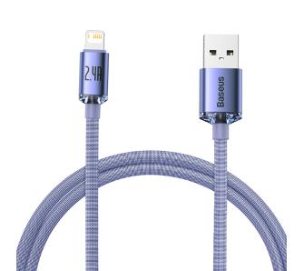 Kabel Baseus USB - Lightning Crystal 2,4A 1,2m Fioletowy