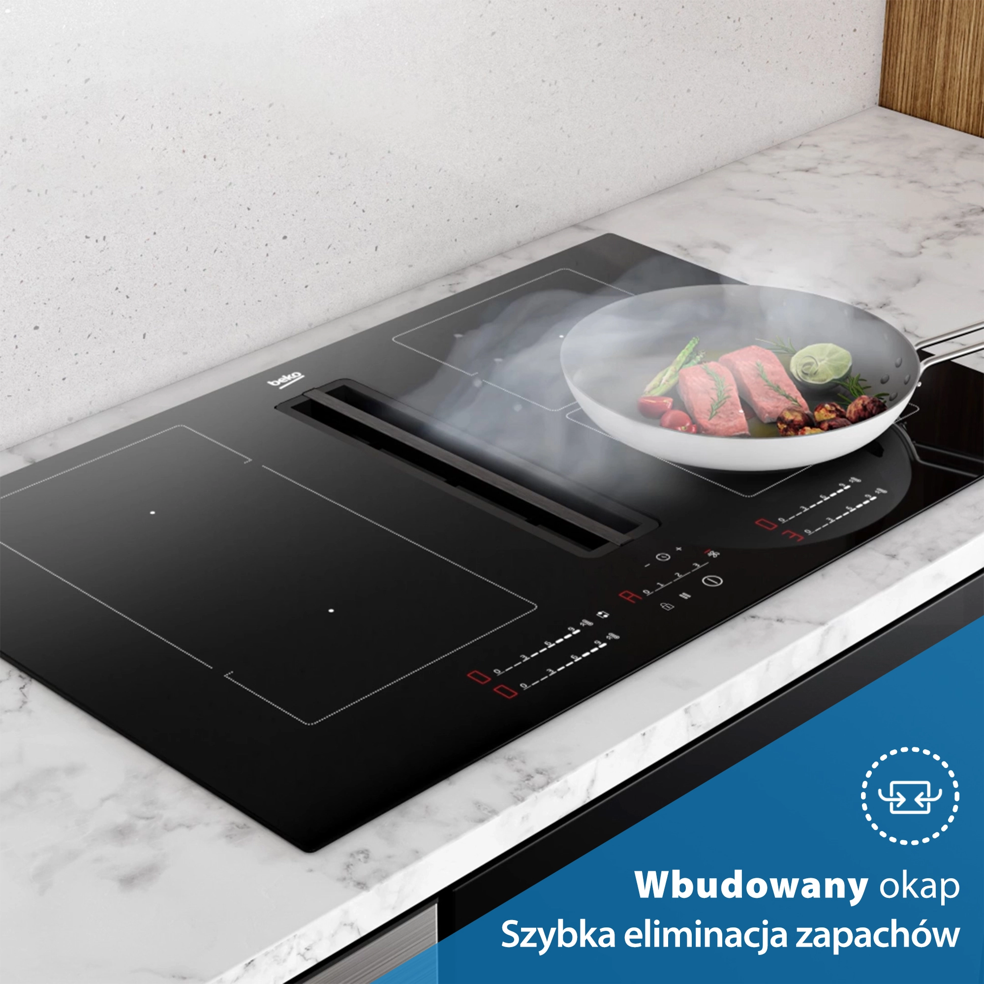 Płyta indukcyjna z okapem Beko bPro700 HIXI 64700 UF IndyFlex 60cm