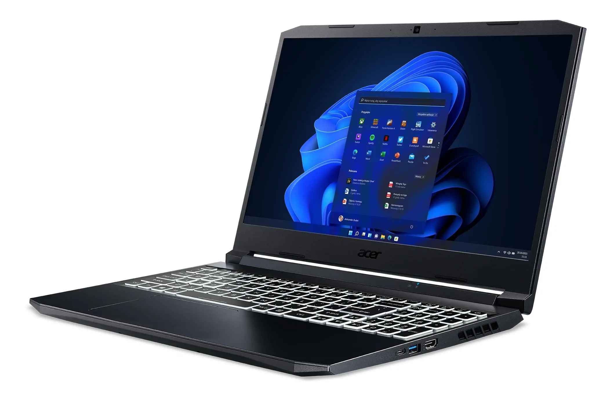 Laptop gamingowy Acer Nitro 5 AN515-45-R1MW 15,6" 144Hz R7 5800H 16GB RAM 1TB Dysk SSD RTX3070 Win11 Czarny