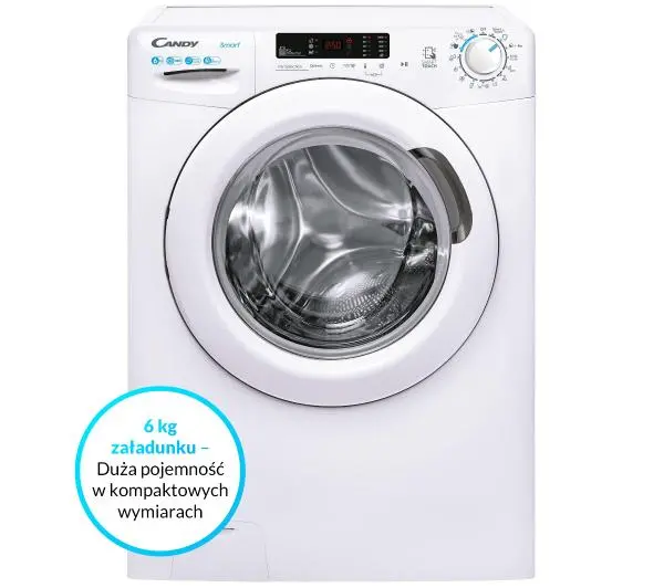 Candy Smart CS4 1062DE/1-S Slim 6kg 1000obr/min - DRUGI -30%, ALBO 5-TY ZA 1ZŁ - Kup na Raty - RRSO 0%