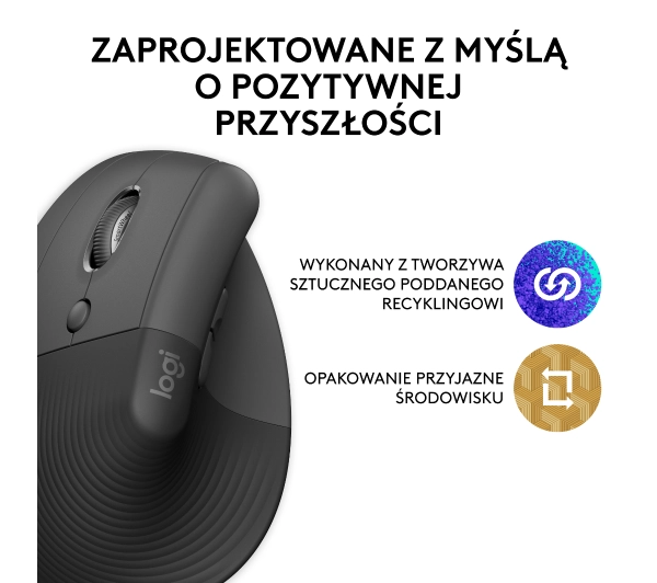 Logitech Lift Dla leworęcznych Grafitowy