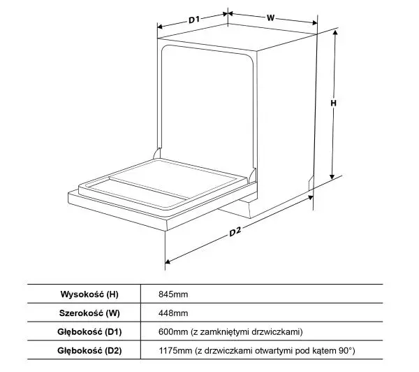 Toshiba DW-10F2EE(W) 45cm  Automatyczne otwieranie drzwi - DRUGI -30%, ALBO 5-TY ZA 1ZŁ - Kup na Raty - RRSO 0%