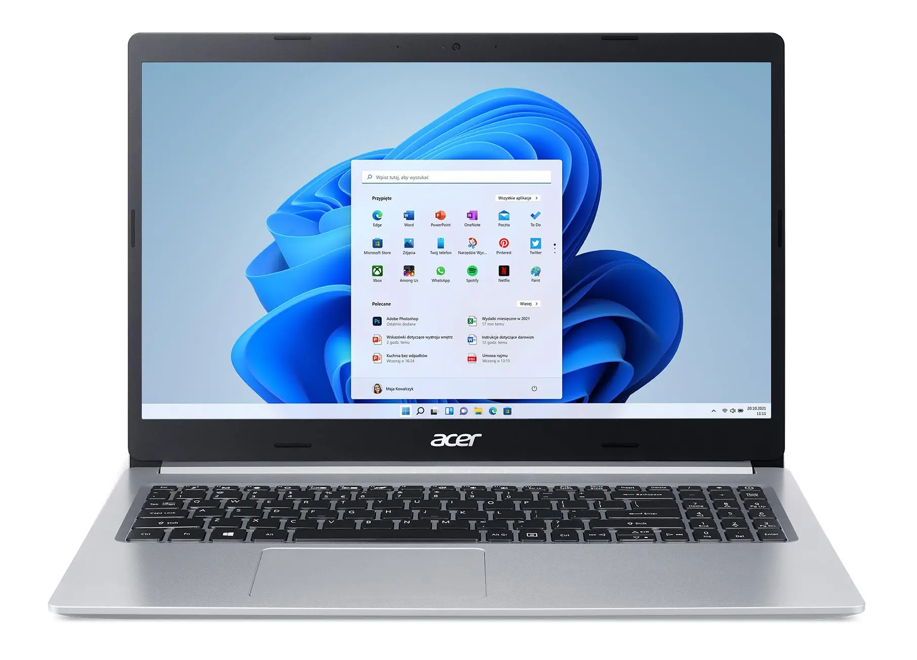 Laptop Acer Aspire 5 A515-45-R3GZ 15,6" R5 5500U 16GB RAM 512GB Dysk SSD Win11 Srebrny