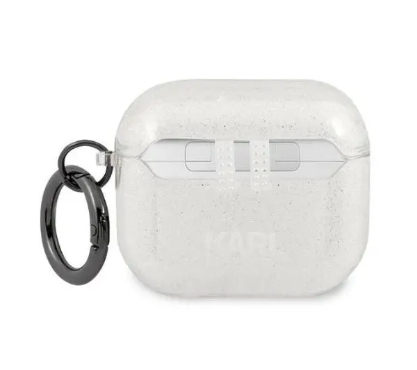 Karl Lagerfeld KLA3UKHGS Glitter Karl`s Head AirPods 3 Cover Srebrny
