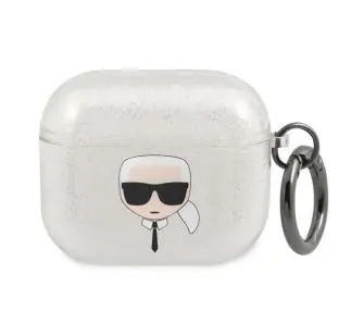 Etui na słuchawki Karl Lagerfeld KLA3UKHGS Glitter Karl`s Head AirPods 3 Cover Srebrny