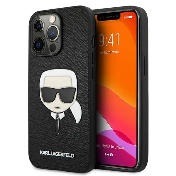 Etui Karl Lagerfeld Saffiano Ikonik Karl`s Head KLHCP13LSAKHBK do iPhone 13 Pro