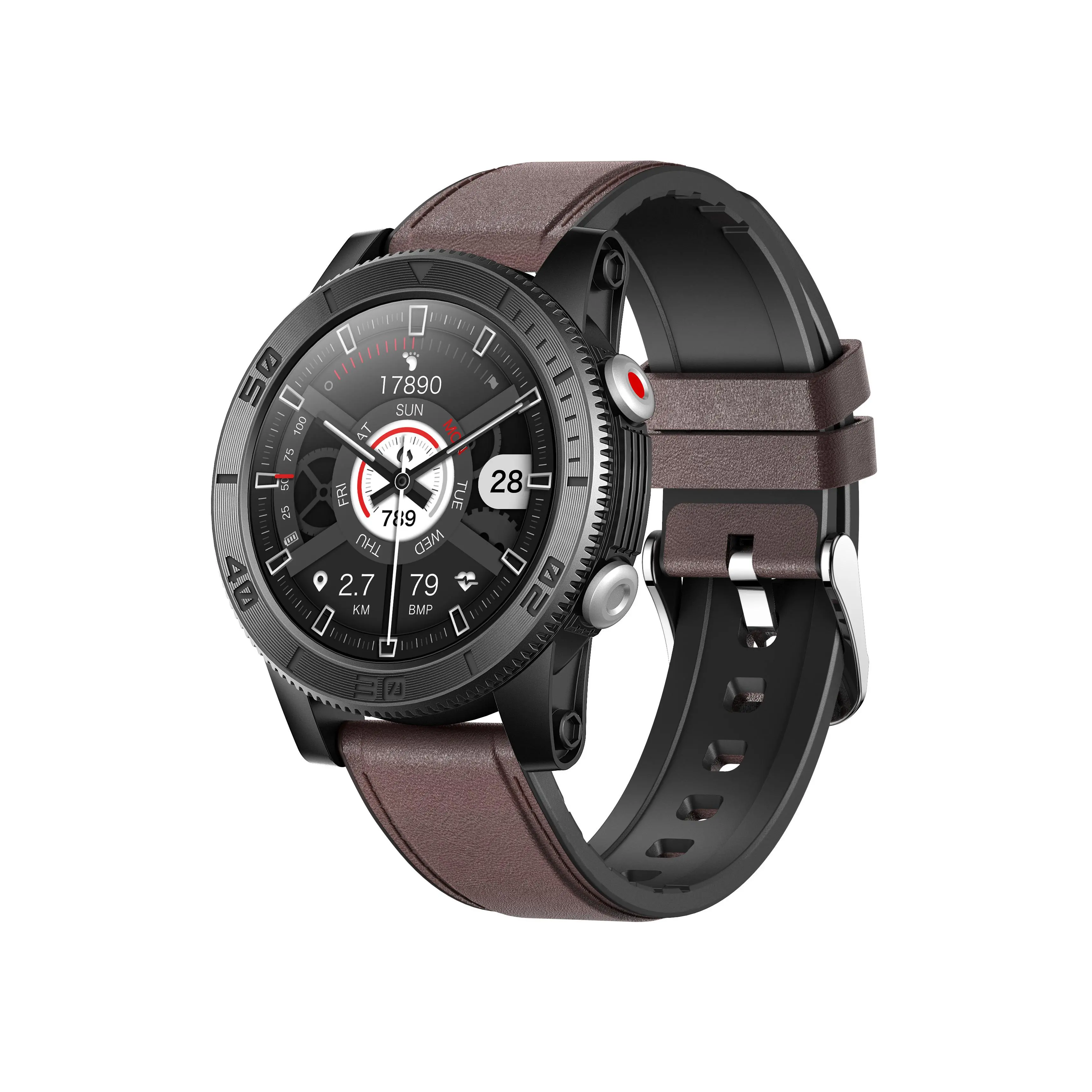 Smartwatch Bemi Voyager Czarny + pasek Brązowy