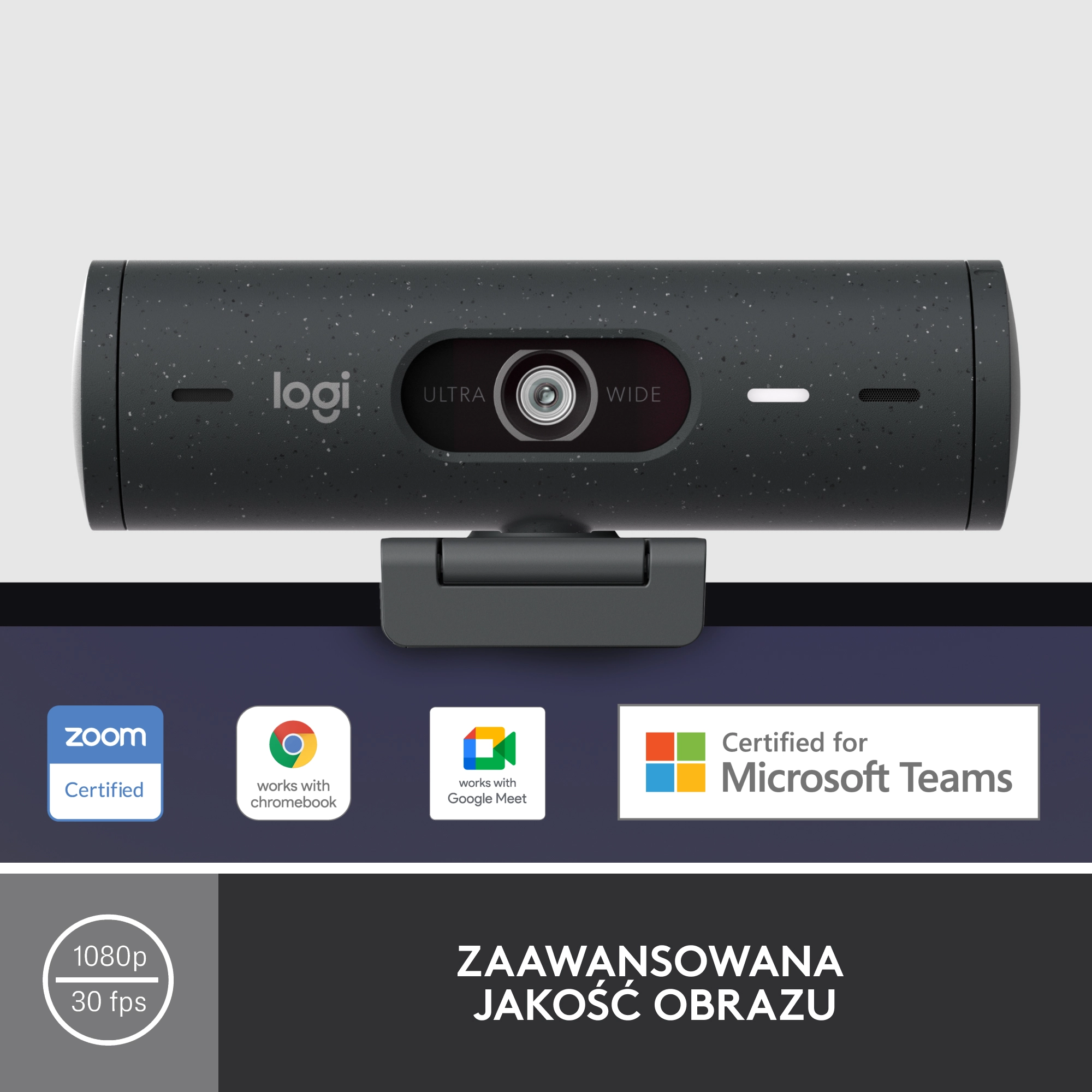Фото Веб-камера Logitech Brio 500 Graphite (960-001422)