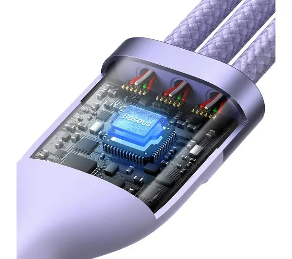 Baseus Flash Series 2 3w1 USB-C + micro USB + Lightning 100W 1,5m Fioletowy