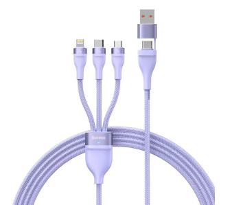 Kabel Baseus Flash Series 2 3w1 USB-C + micro USB + Lightning 100W 1,2m Fioletowy