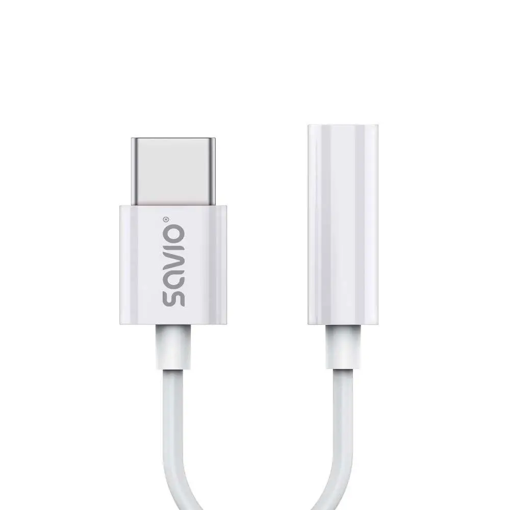 Adapter Savio AK-51 USB-C- jack 3,5mm Biały