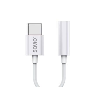 Adapter Savio AK-51  USB-C- jack 3,5mm Biały