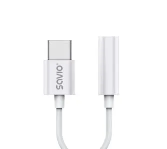 Adapter Savio AK-51  USB-C- jack 3,5mm Biały