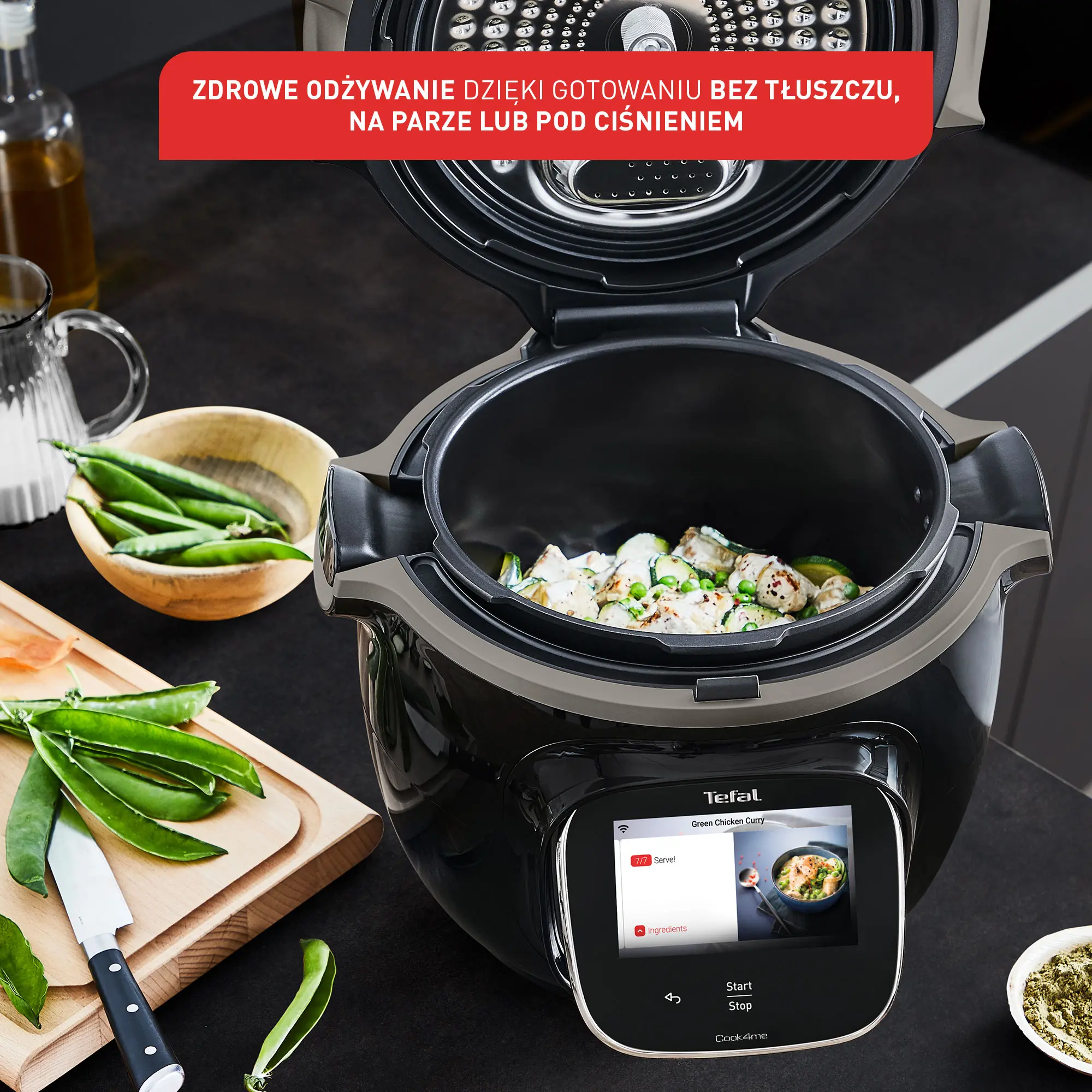 Multicooker Tefal Cook4me Touch Wi-Fi CY9128 Pokrywa do zapiekania EY1508 1600W 6l Kosz do gotowania na parze
