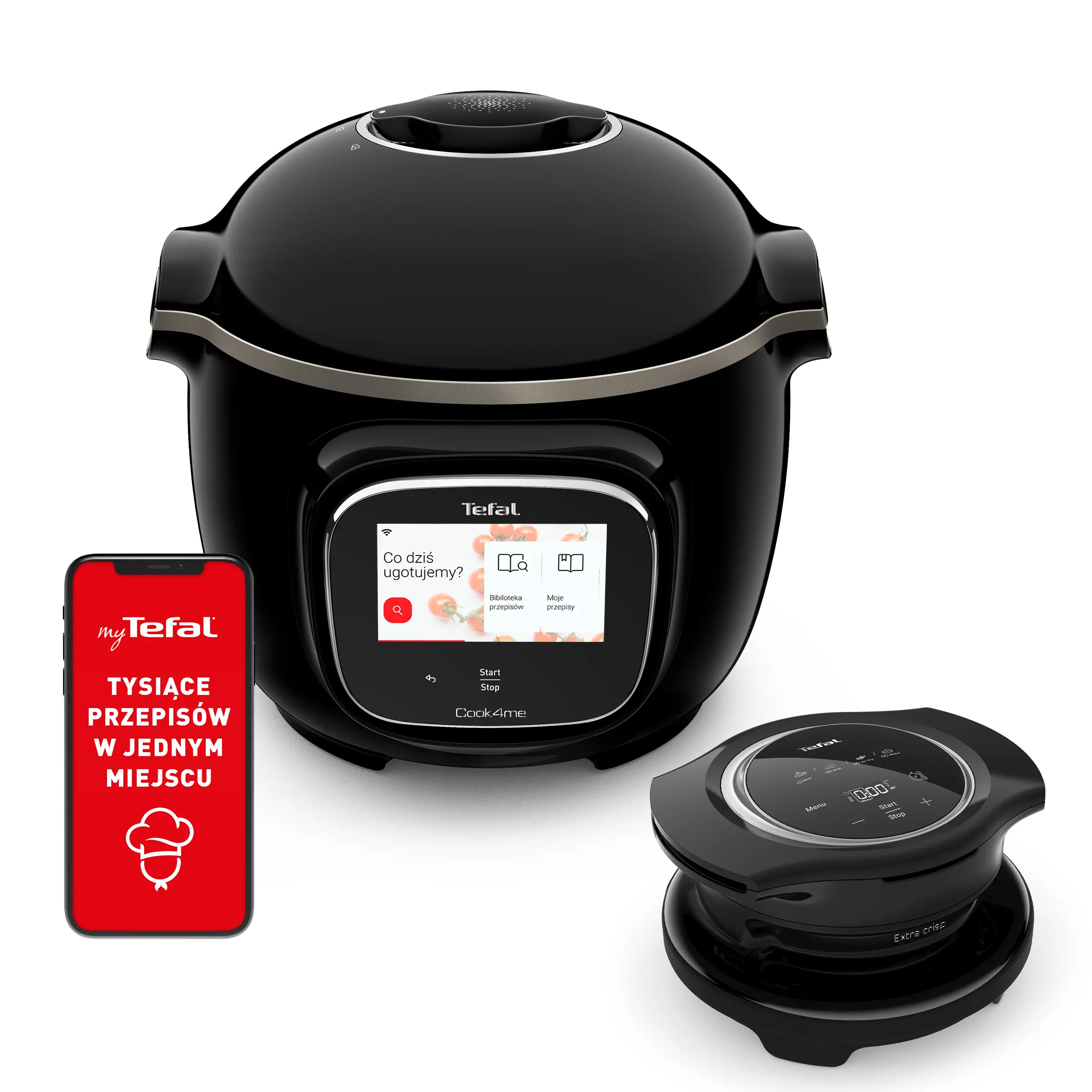 Multicooker Tefal Cook4me Touch Wi-Fi CY9128 Pokrywa do zapiekania EY1508 1600W 6l Kosz do gotowania na parze